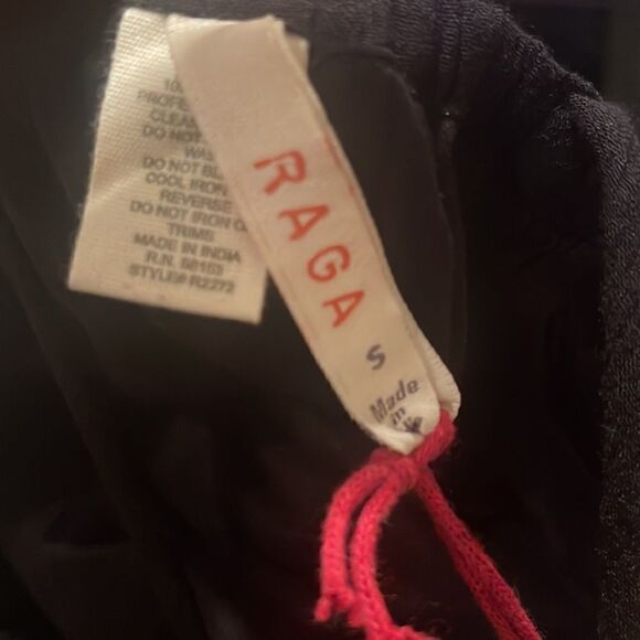 Raga Dominca Black Tassel Maxi Gauze Boho Dress With Gold Beaded Bodice Sz S - Picture 6 of 12